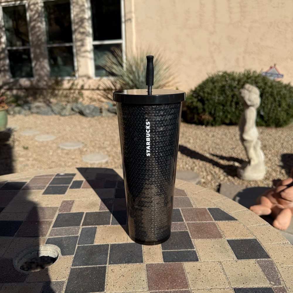 Starbucks Bling & sparkles silver & black sequins tumbler cold cup 24 oz - Picture 10 of 14